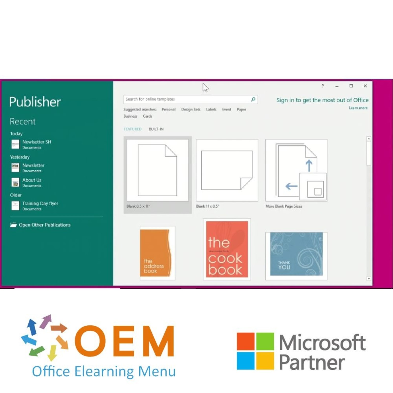 Microsoft Publisher Publisher 2016 Cursus E-Learning