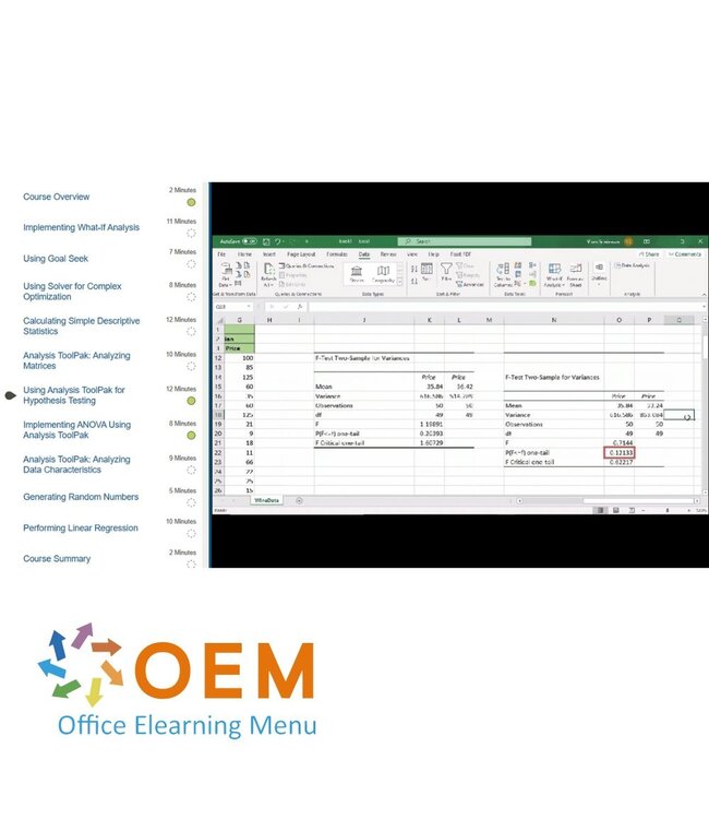 Microsoft A Comprehensive Guide on Excel Course E-Learning