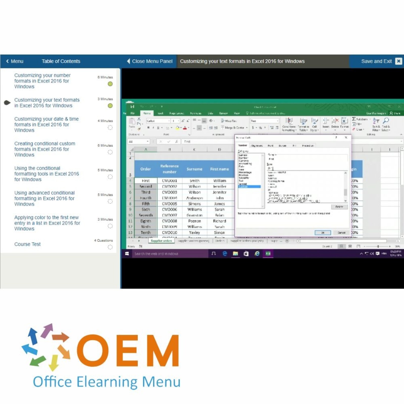 Microsoft Excel TOSA Excel Course E-Learning