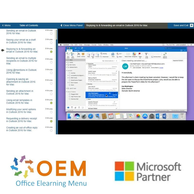 Outlook 2016 Course for Mac E-Learning