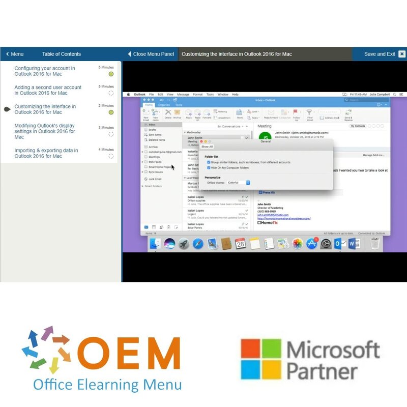 Outlook 2016 Course for Mac E-Learning
