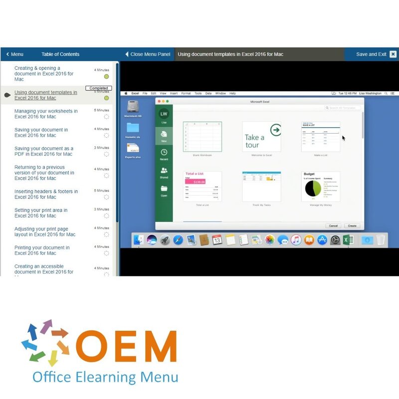 Microsoft Excel 2016 Course for Mac E-Learning