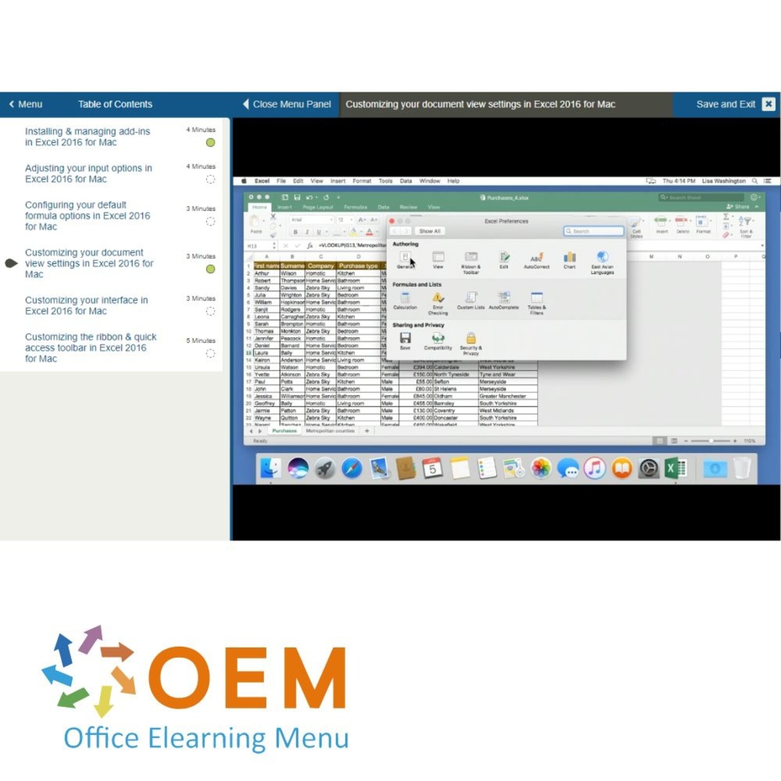 Microsoft Excel Microsoft Excel 2016 Course for Mac E-Learning