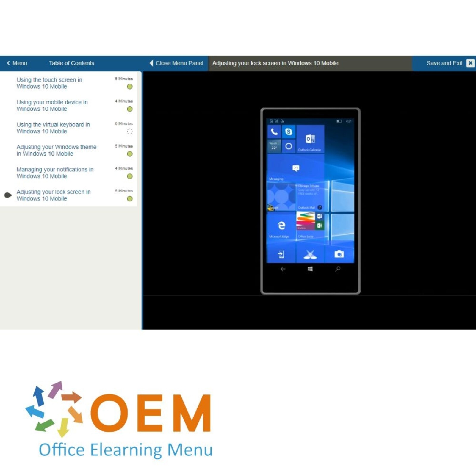 Microsoft Windows Microsoft Windows 10 Mobile Course E-Learning