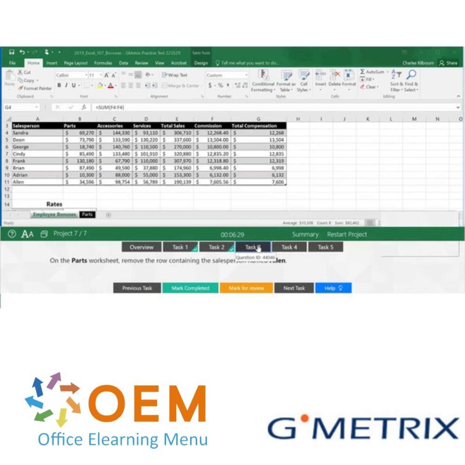 GMetrix MO-201 Excel Expert 2019 GMetrix Practice Exam