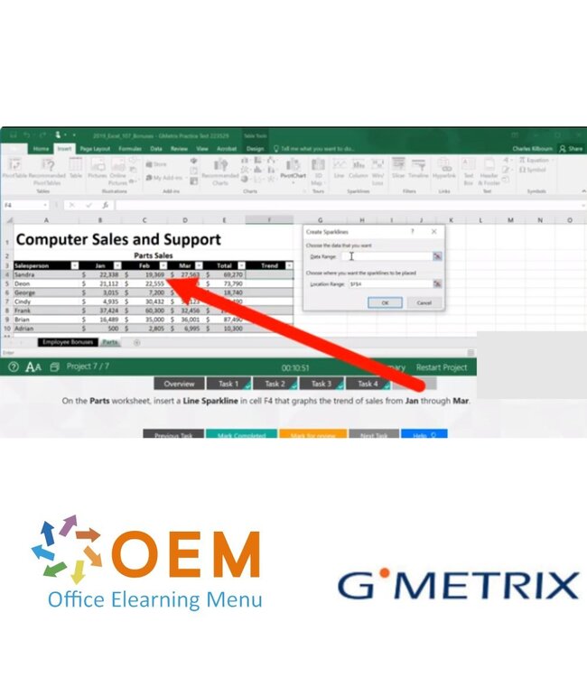 Microsoft MO-200 Excel 2019 GMetrix Practice Exam