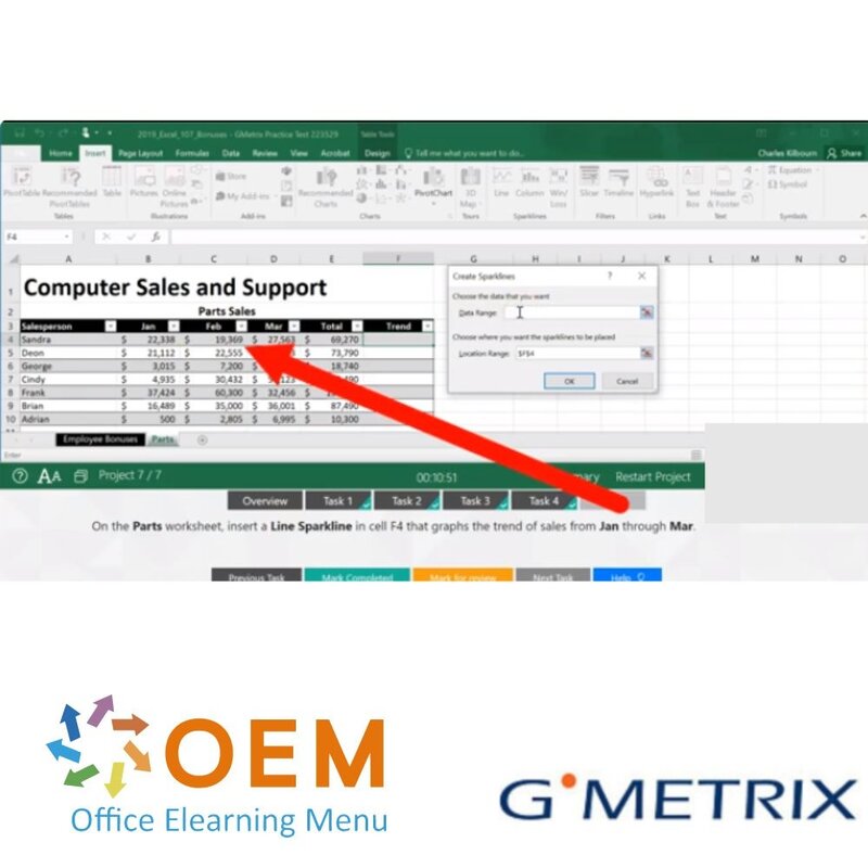 MO-200 Excel 2019 GMetrix Practice Exam