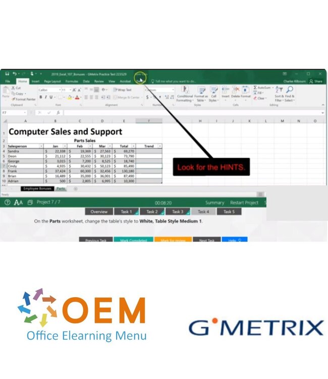 Microsoft MO-200 Excel 2019 GMetrix Practice Exam