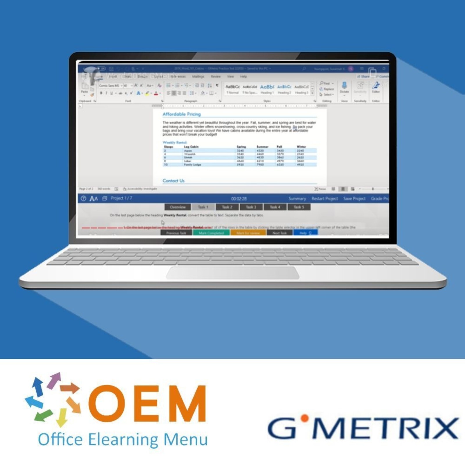 GMetrix MO-101 Word Expert 2019 GMetrix Practice Exam