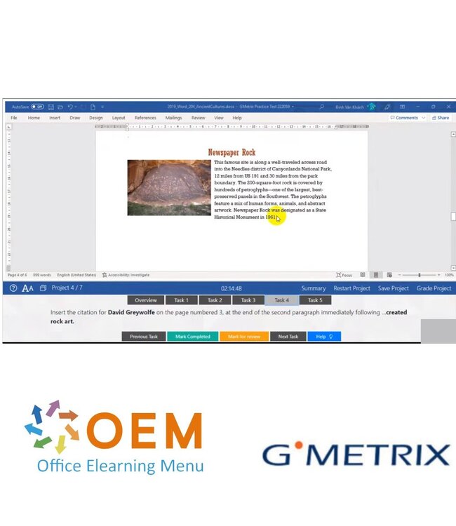 Microsoft MO-100 Word 2019 GMetrix Practice Exam