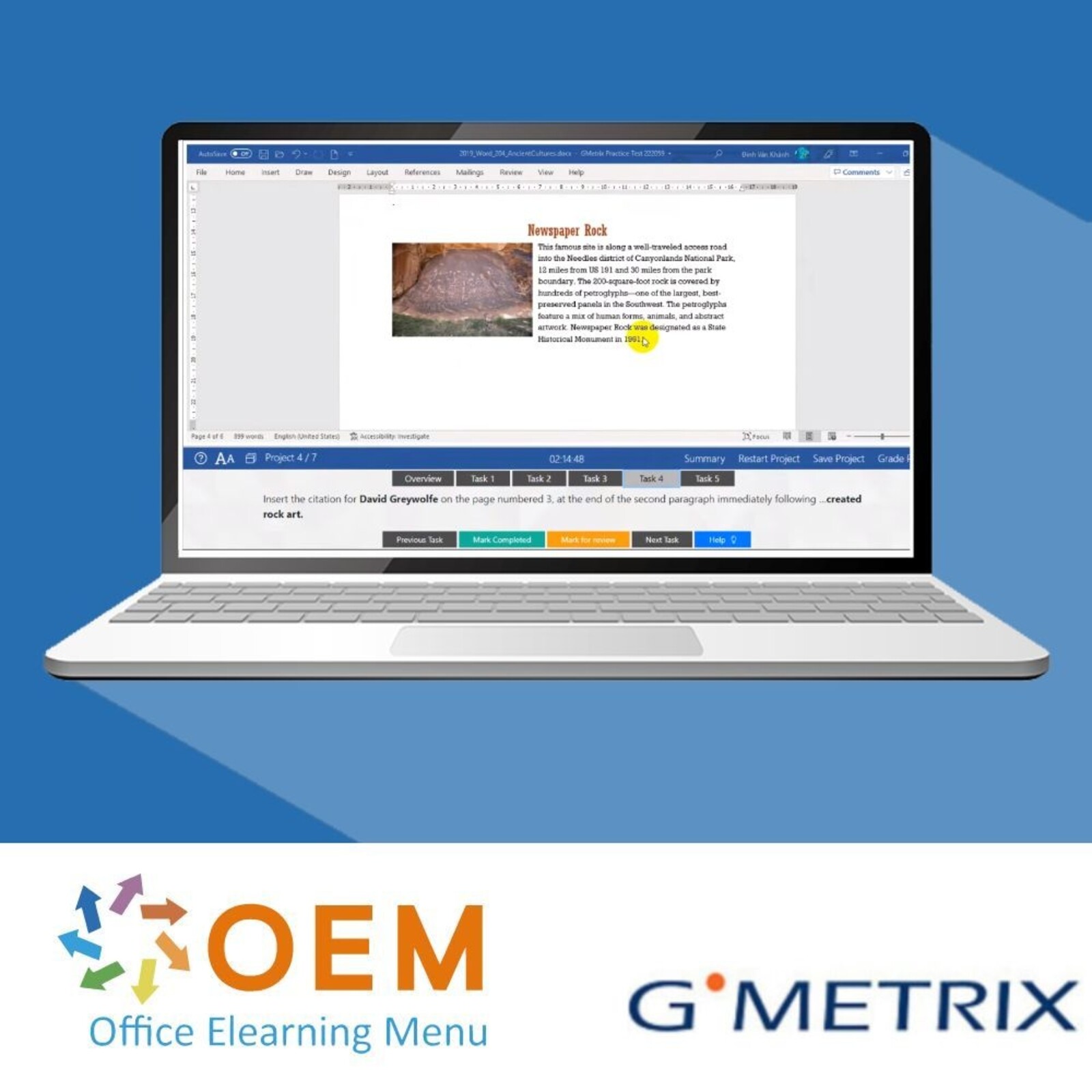 Microsoft Word MO-100 Word 2019 GMetrix Practice Exam