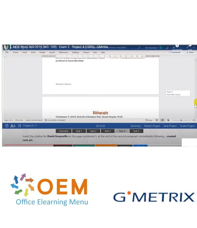 Microsoft MO-100 Word 2019 GMetrix Practice Exam
