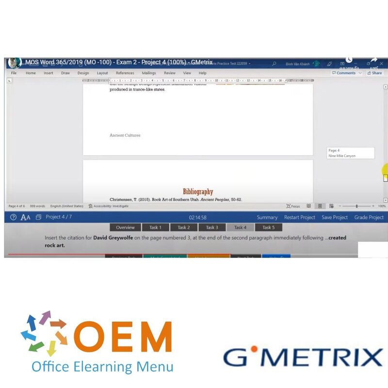 MO-100 Word 2019 GMetrix Practice Exam