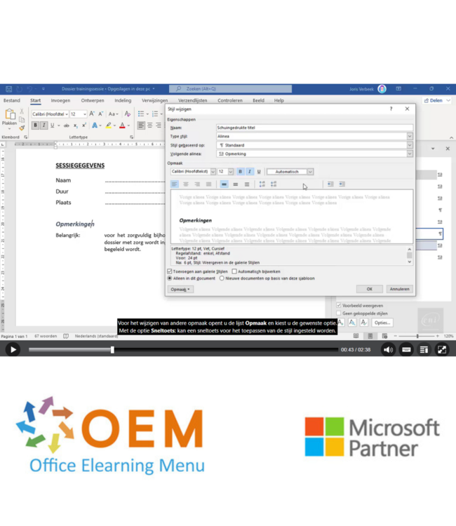 Microsoft Word 2021 Cursus Basis Gevorderd E-Learning