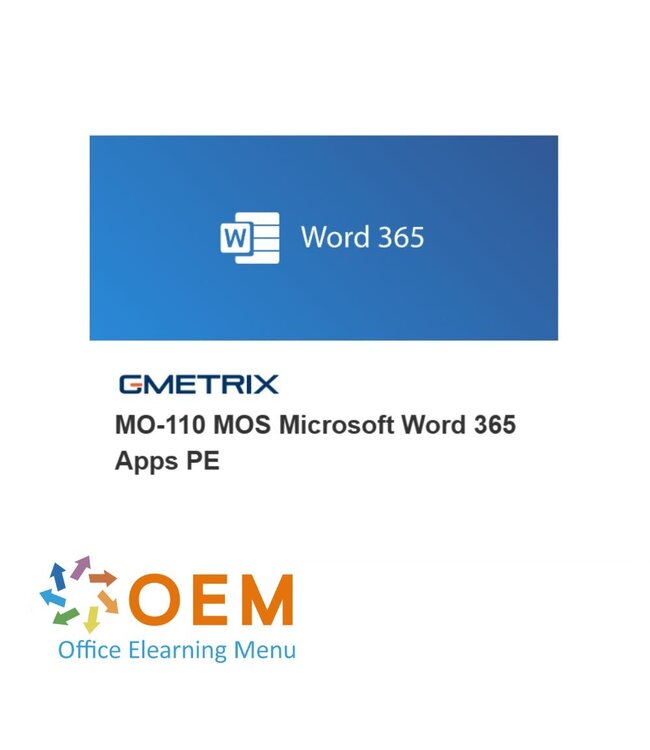 Microsoft Microsoft Word 365 Core Certification Package (MO-110) – E-learning, Gmetrix practice exam and official MOS exam