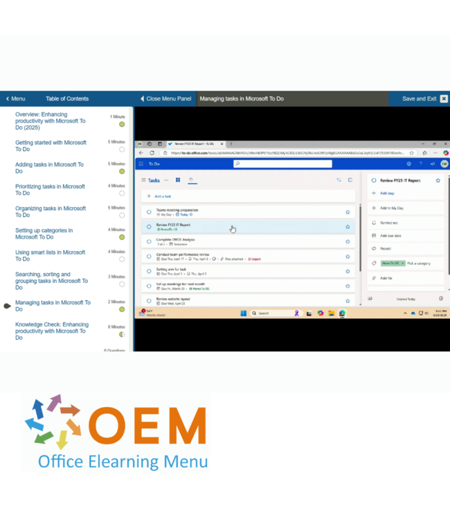 Microsoft Microsoft To Do 2025 E-Learning