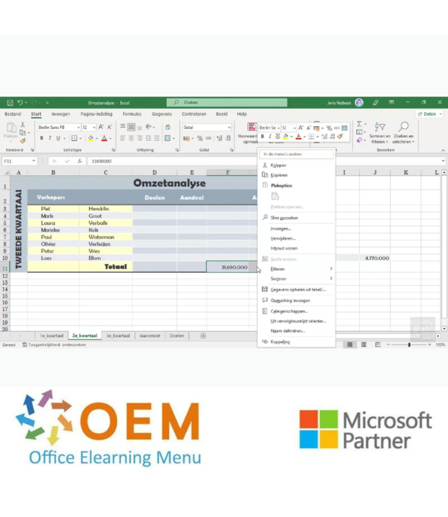 Microsoft Excel 2021 Basis Gevorderd Expert E-Learning