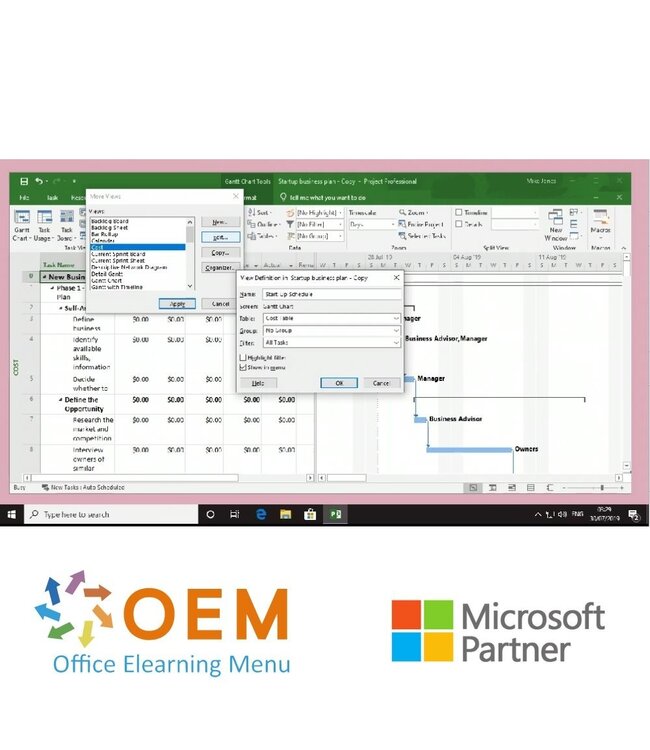 Microsoft Project 2019 Cursus E-Learning