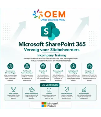 Microsoft Cursus SharePoint Vervolg voor Sitebeheerders Incompany Training