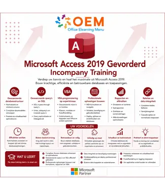 Microsoft Access 2019 Gevorderd Training Incompany