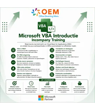 Microsoft Cursus VBA Introductie Incompany Training