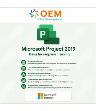 Microsoft Cursus Project 2019 Gevorderd Incompany Training