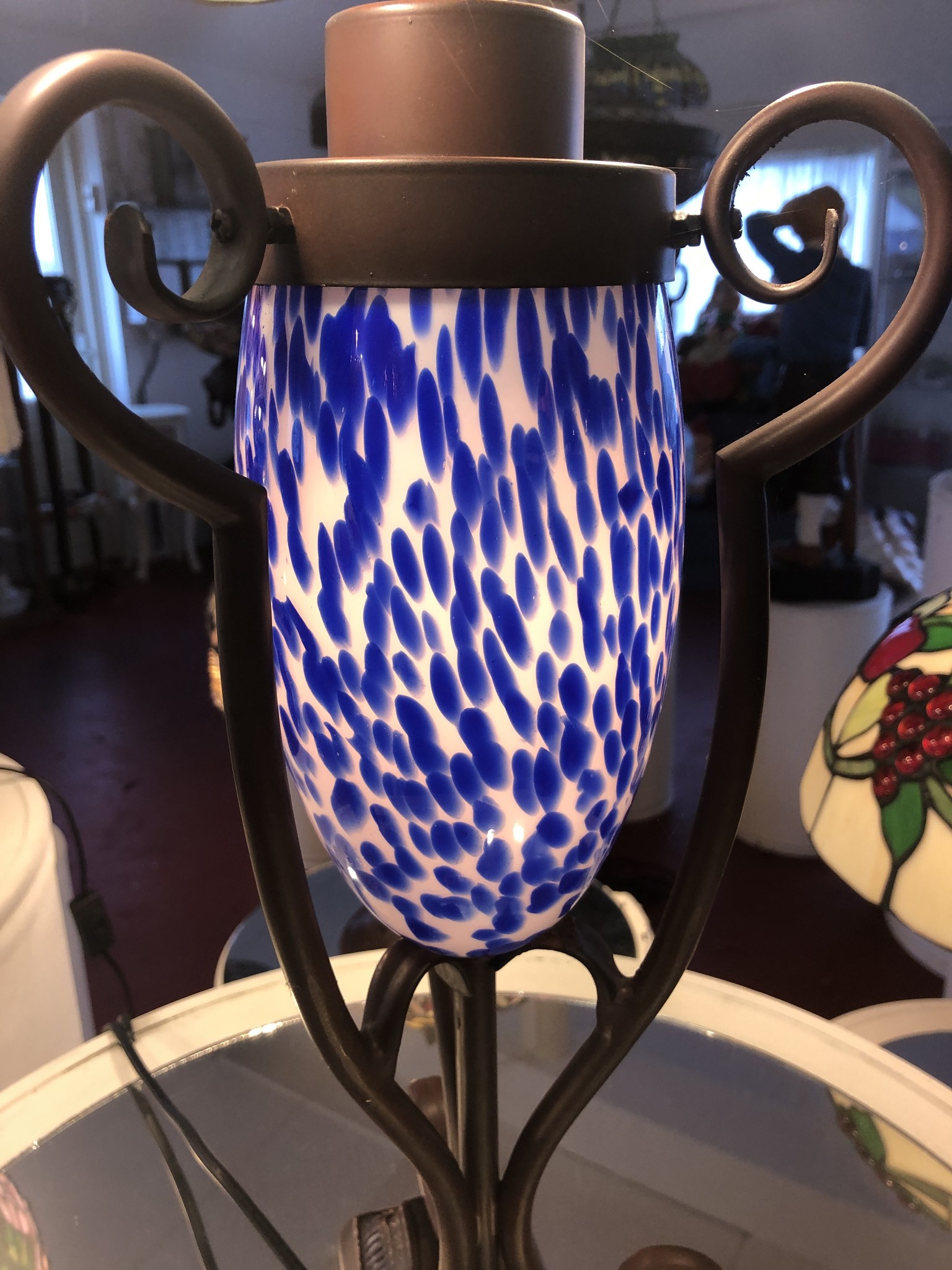 RoMaLux 7584 Tiffany Tafellamp blauw