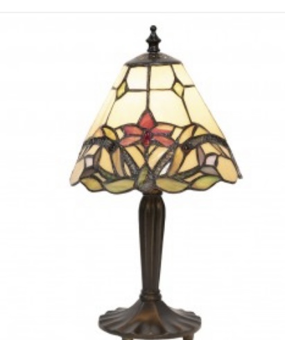 Demmerik 73 5991 Tiffany Tafellampje met rood bloemetje