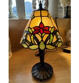 Demmerik 73 5991 Tiffany Tafellampje met rood bloemetje
