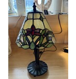 Demmerik 73 5991 Tiffany Tafellampje met rood bloemetje