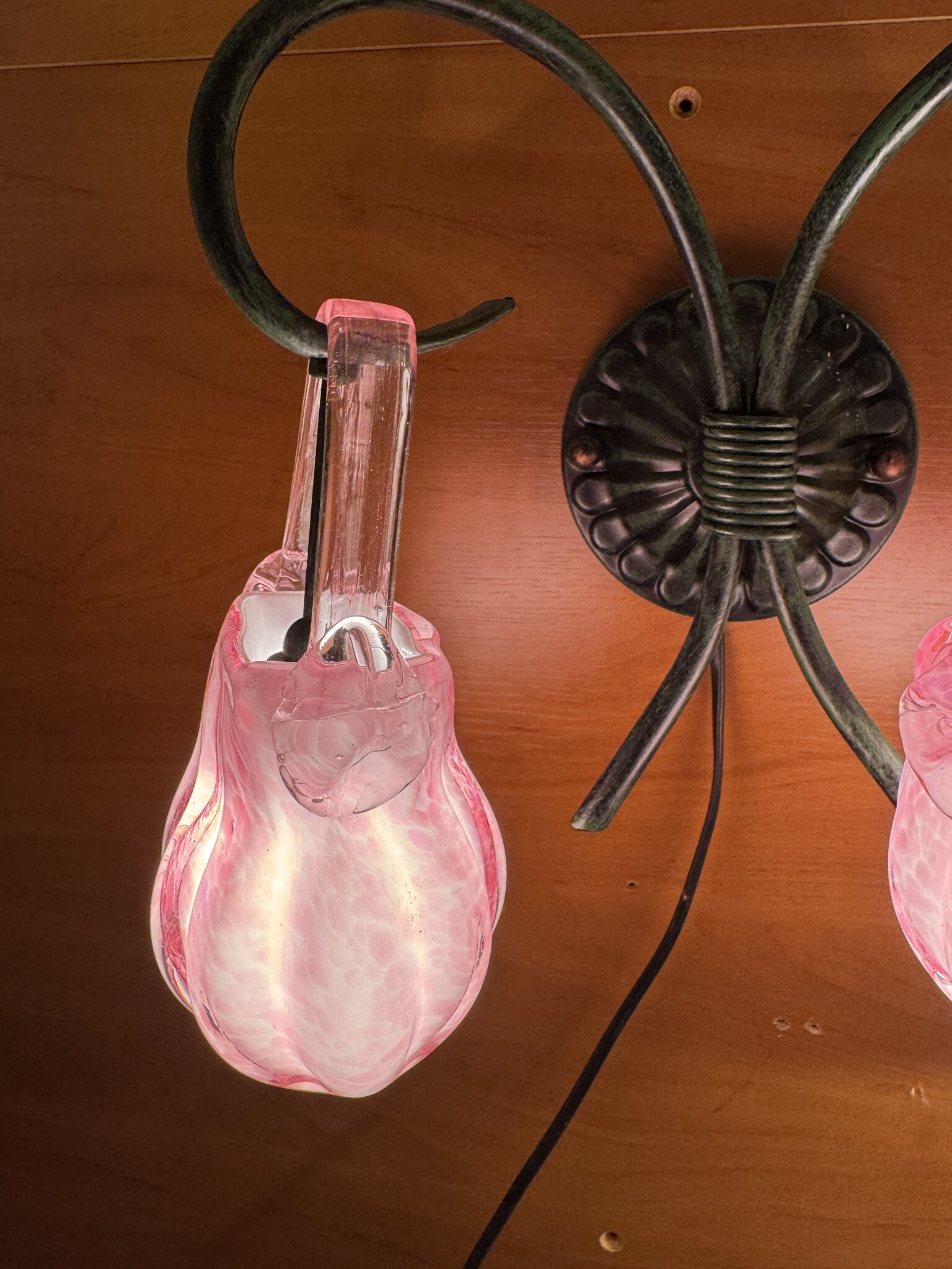 Demmerik 73 4806 wand lamp 2 glazen tasjes rose