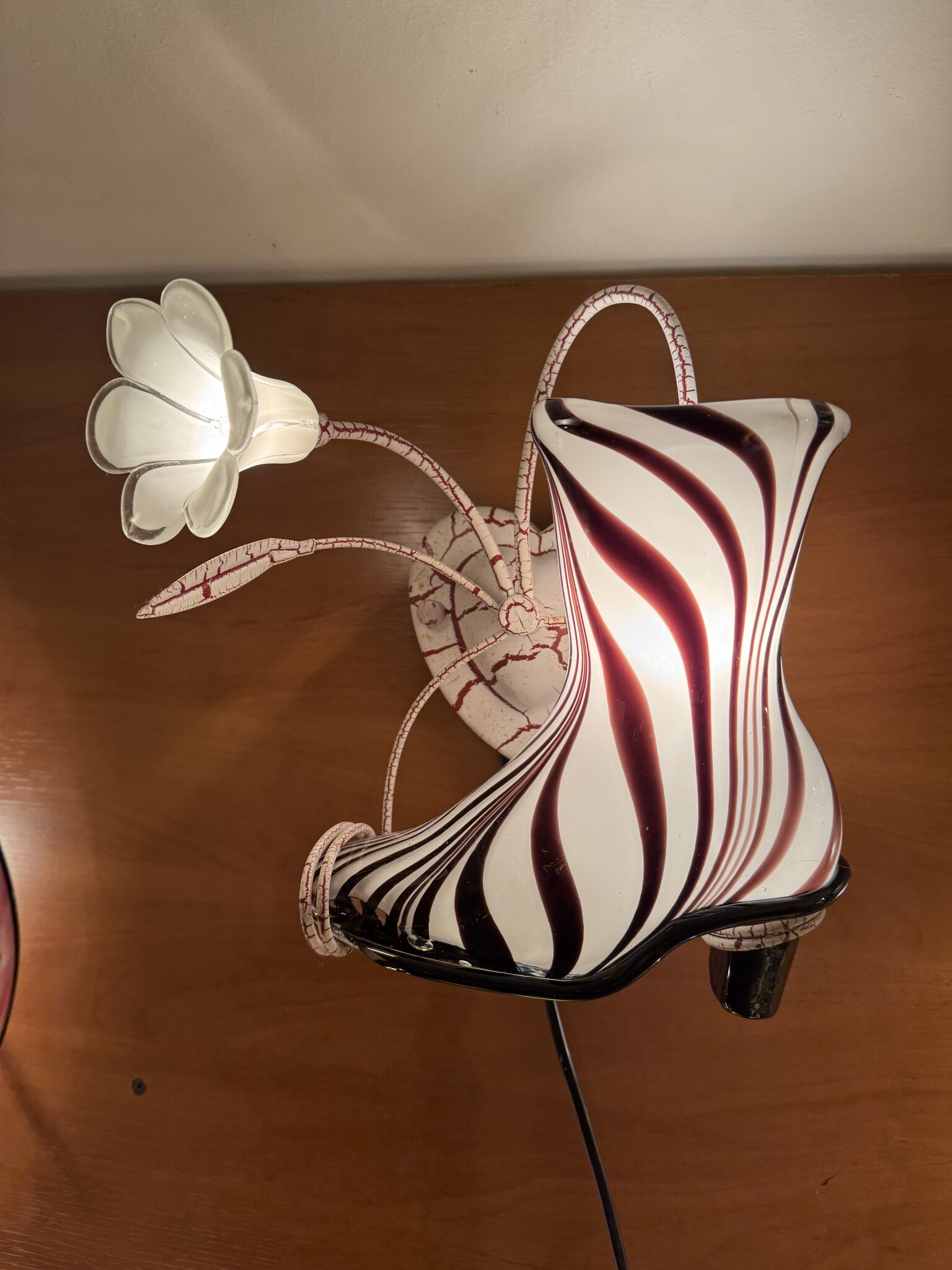 Demmerik 73 4807 wand lamp laars glas bruin/wit