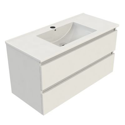 Sanitairstunthal Just wastafelonderkast 100x46 cm.2x lade met keramische wastafel wit gelakt