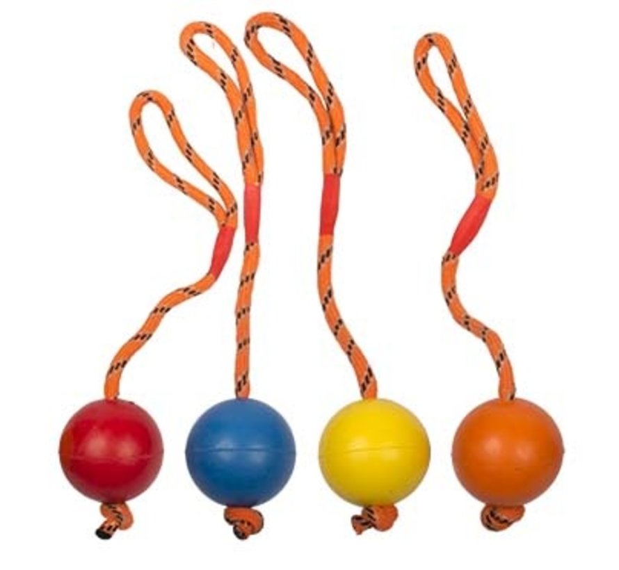 Rubber bal met slingertouw mix Gemengde kleuren 30cm - 6cm