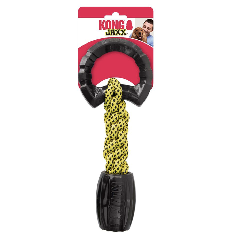 Kong Kong jaxx braided tug zwart/geel