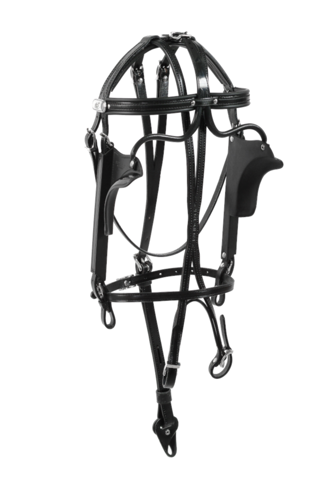 Racing Tack Hoofdstel leer met kleine oogkleppen Racing Tack Hoofdstel leer met kleine oogkleppen