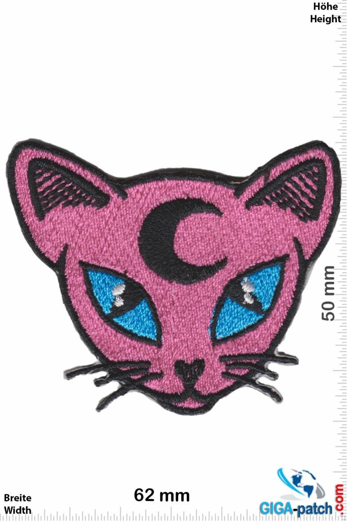 Cartoon Pink Cat - Head - Moon