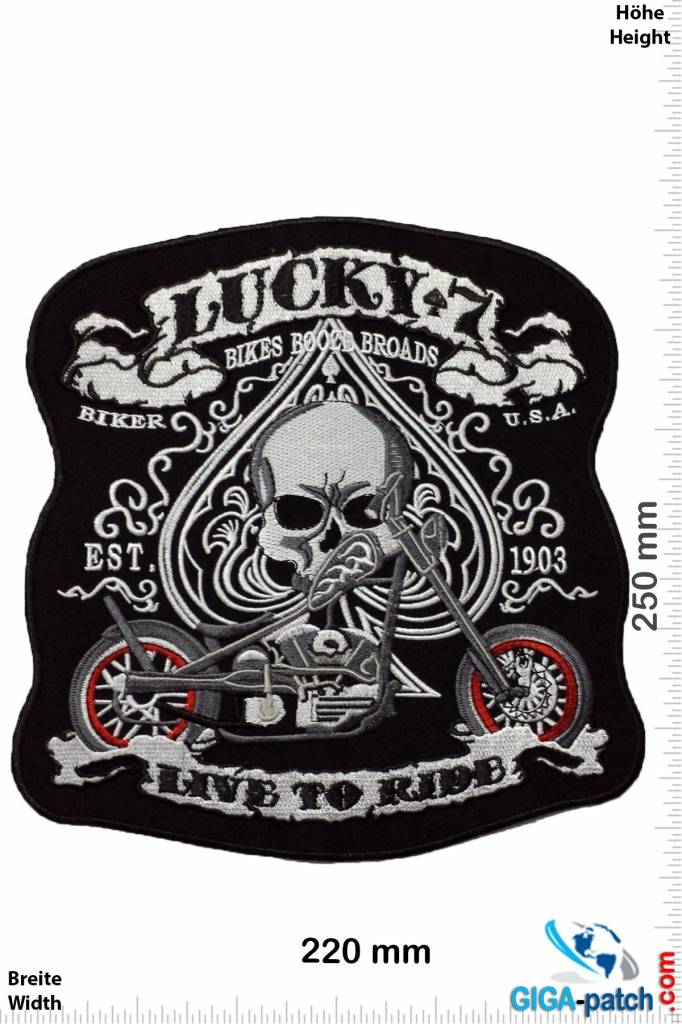 Bikerpatch Lucky 7 - Live to Ride - 25 cm