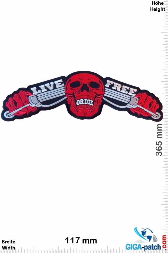 Cafe Racer Live Free  - Or die - Skull Rider - Cafe Racer-  36 cm - BIG