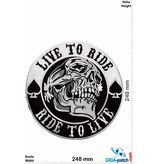 Biker Live to Ride - Ride to Live - Skull -  25 cm - BIG