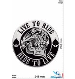 Biker Live to Ride - Ride to Live - Totenkopf - Skull -  25 cm - BIG