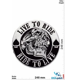 Biker Live to Ride - Ride to Live - Totenkopf - Skull -  25 cm - BIG