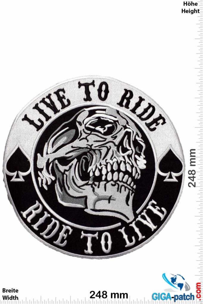 Biker Live to Ride - Ride to Live - Skull -  25 cm - BIG