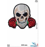 Totenkopf Skull - with 2 Rose - 24 cm BIG