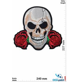 Totenkopf Skull - with 2 Rose - 24 cm BIG