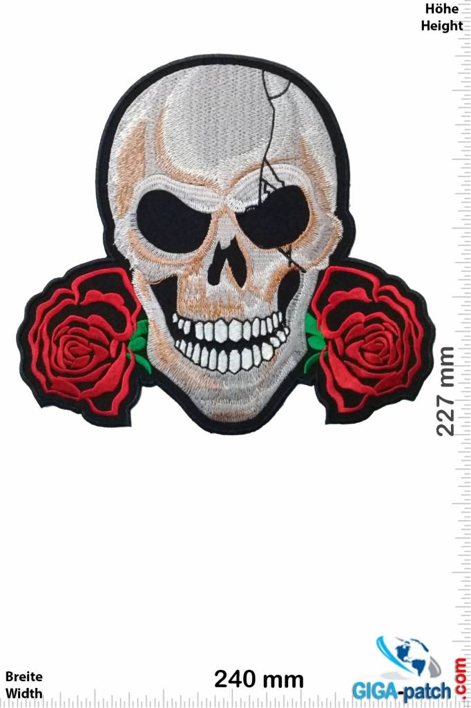 Totenkopf Totenkopf - Skull - with 2 Rose - 24 cm - BIG