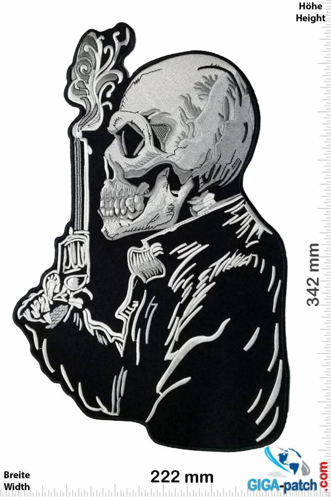 Totenkopf Skull - smoking Gun - 34 cm BIG