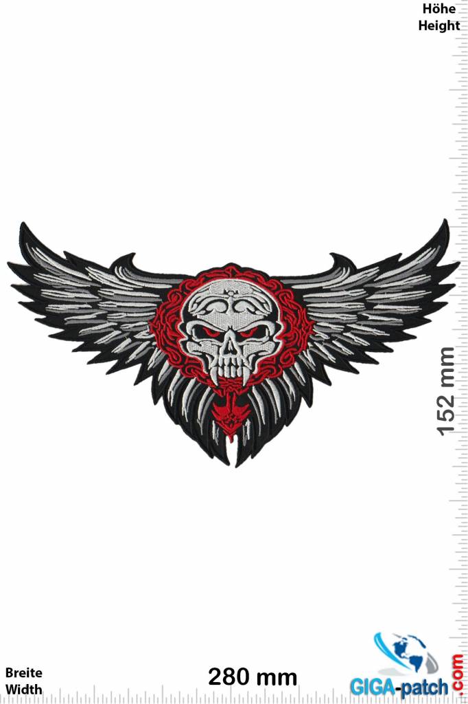 Skull Skull -  Fly - red silver - 28 cm - BIG