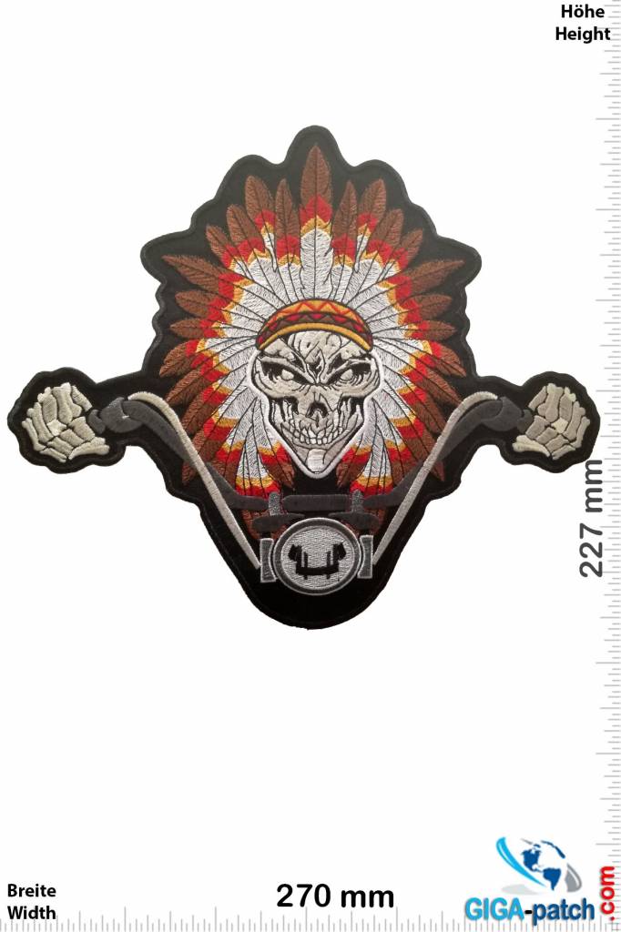Totenkopf Skull Indian Biker - Indian chief Biker - 27 cm - BIG