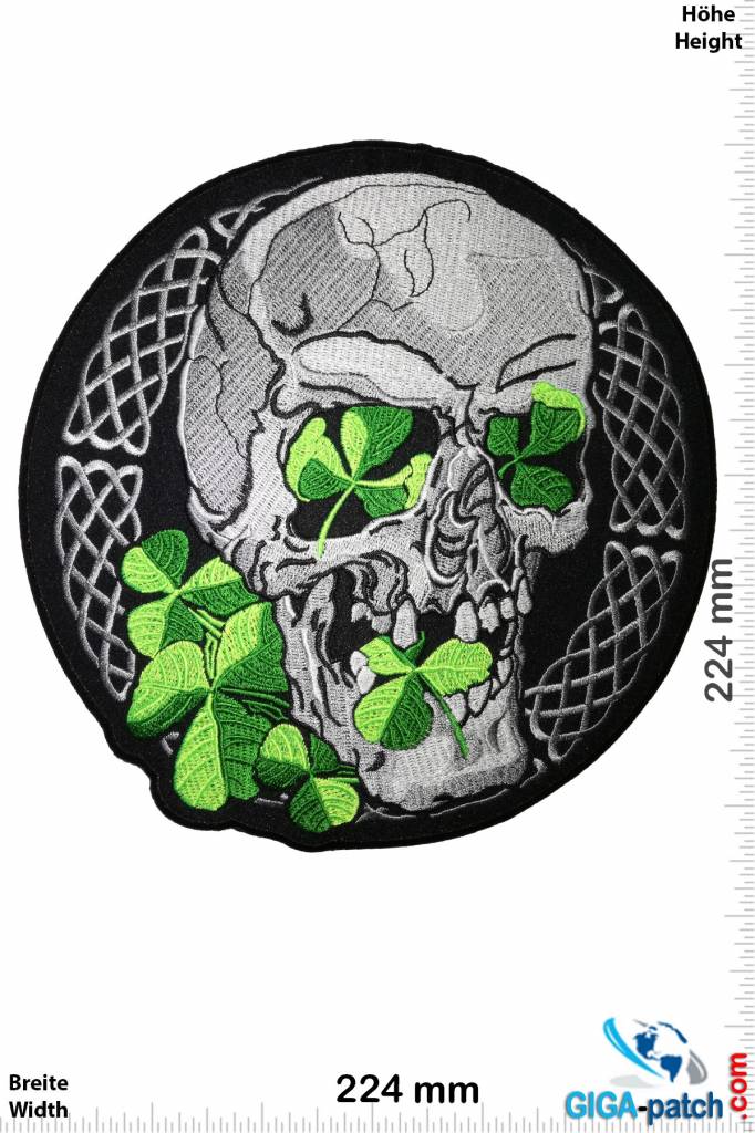 Totenkopf Irish Skull - Kleeblatt Totenkopf - 22 cm